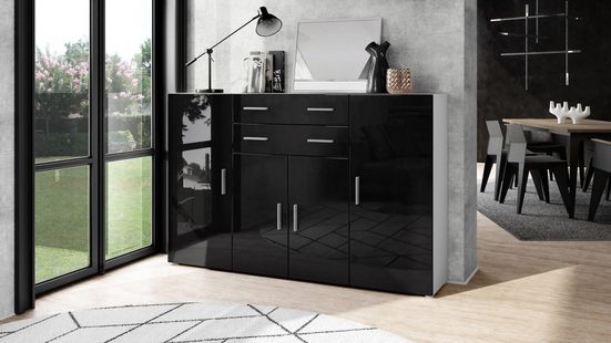 Highboard "Aron" in White Matt with Various Front Colours