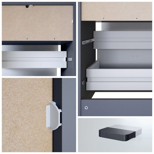 Storage Unit "Pinio V2" in Black/Fronts in Various Colors