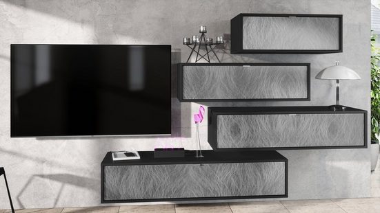 Wall Unit "Lana V2" with Black Body + Various Color Fronts