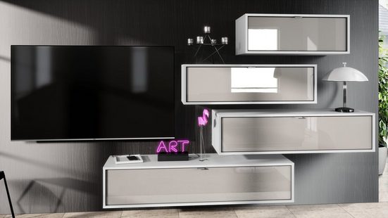 Wall Unit "Lana V2" with Black Body + Various Color Fronts