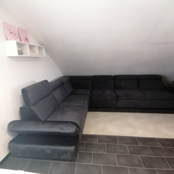 Sectional "Atlanta" in Dark Anthrazit + Bed Function