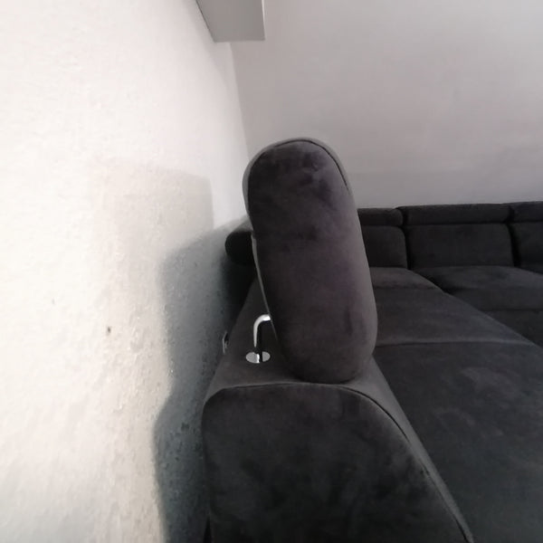 Sectional "Atlanta" in Dark Anthrazit + Bed Function