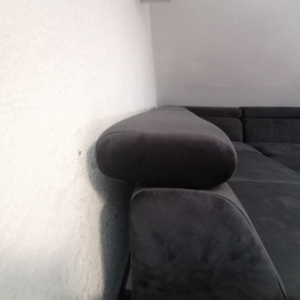 Sectional "Atlanta" in Dark Anthrazit + Bed Function