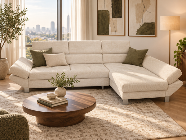 Sectional "Quebec" in Fabric + Bed Function