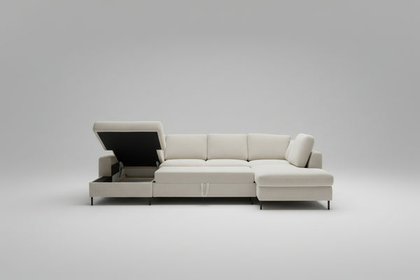 U-Shape Sectional "Lotus" in Beige Fabric