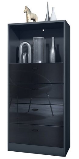 Storage Unit "Pinio V4" in Black/Fronts in Various Colors