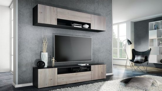 Tv Stand Set Mogan in Black Matt / Various Front Color