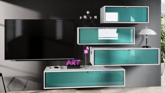 Wall Unit "Lana V2" with Black Body + Various Color Fronts