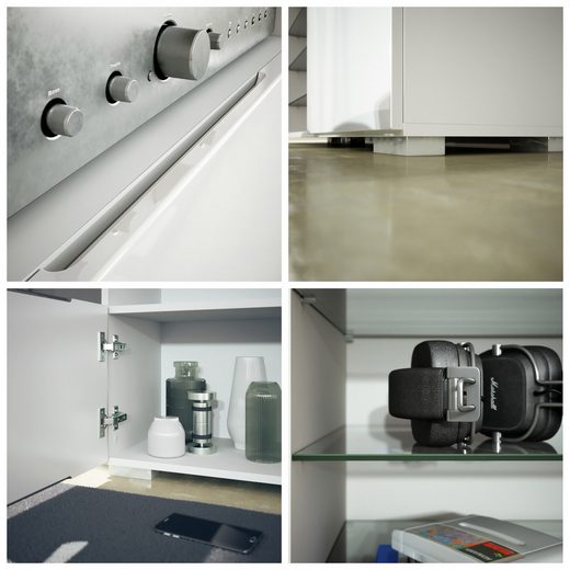 Modern Wall Unit "Davos" in White Matt + Various Color Fronts