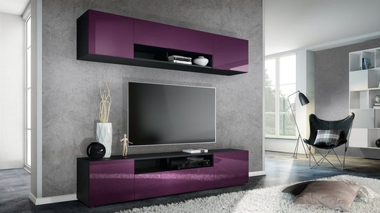 Tv Stand Set Mogan in Black Matt / Various Front Color