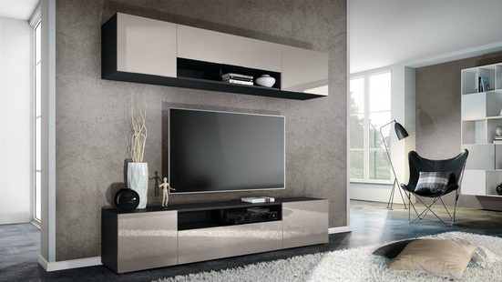 Tv Stand Set Mogan in Black Matt / Various Front Color