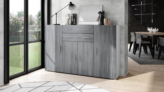 Highboard "Aron" in White Matt with Various Front Colours