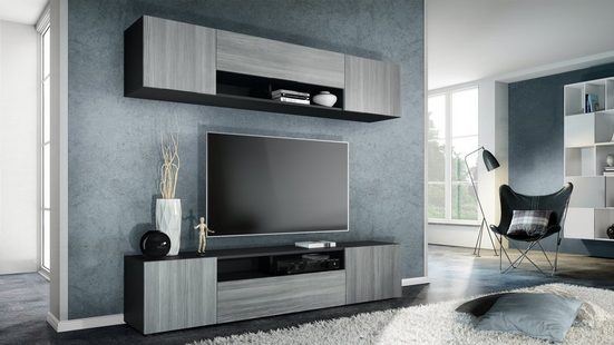 Tv Stand Set Mogan in Black Matt / Various Front Color
