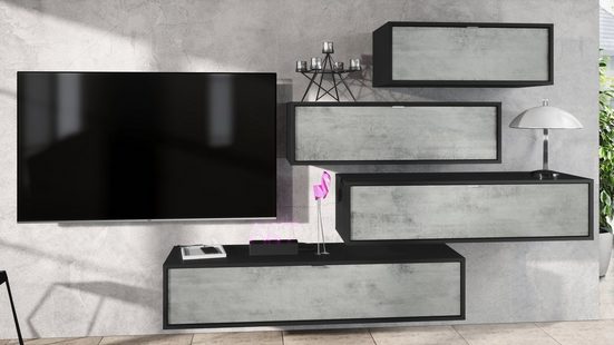 Wall Unit "Lana V2" with Black Body + Various Color Fronts