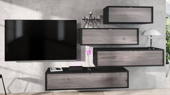 Wall Unit "Lana V2" with Black Body + Various Color Fronts