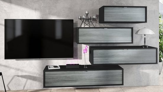 Wall Unit "Lana V2" with Black Body + Various Color Fronts