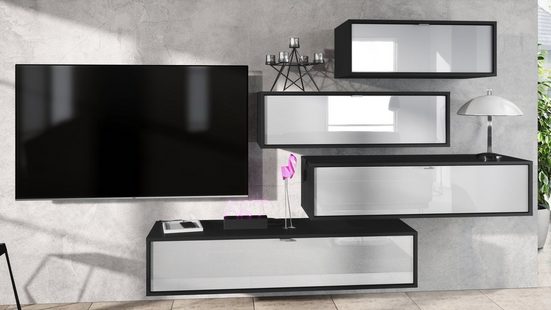 Wall Unit "Lana V2" with Black Body + Various Color Fronts