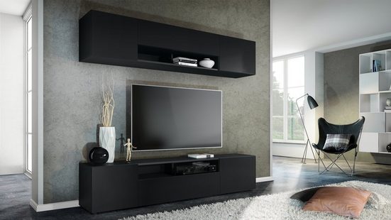 Tv Stand Set Mogan in Black Matt / Various Front Color
