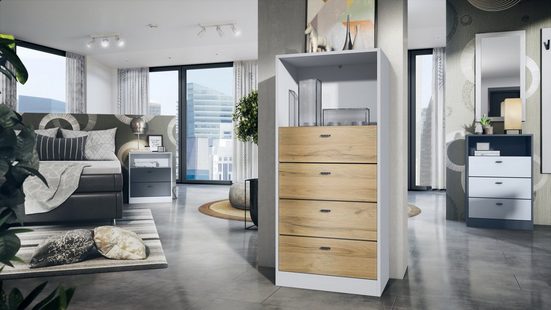 Storage Unit "Pinio V4" in White/Fronts in Various Colors