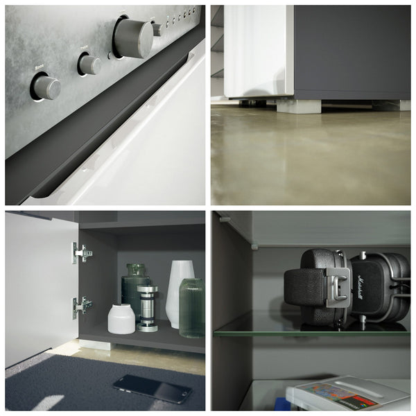 Modern Wall Unit "Davos" in Black Matt + Various Color Fronts