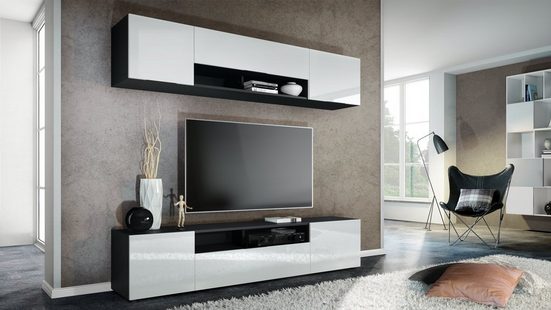 Tv Stand Set Mogan in Black Matt / Various Front Color