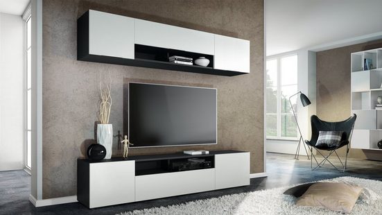 Tv Stand Set Mogan in Black Matt / Various Front Color