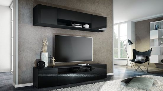 Tv Stand Set Mogan in Black Matt / Various Front Color