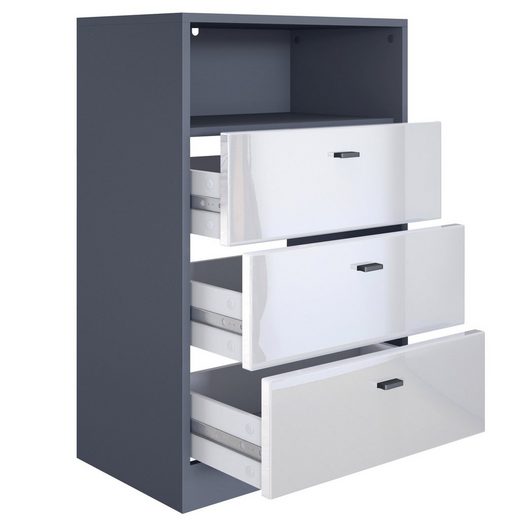 Storage Unit "Pinio V3" in Black/Fronts in Various Colors