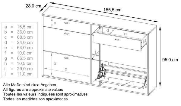 Shoe Cabinet Today in Black with different color Fronts