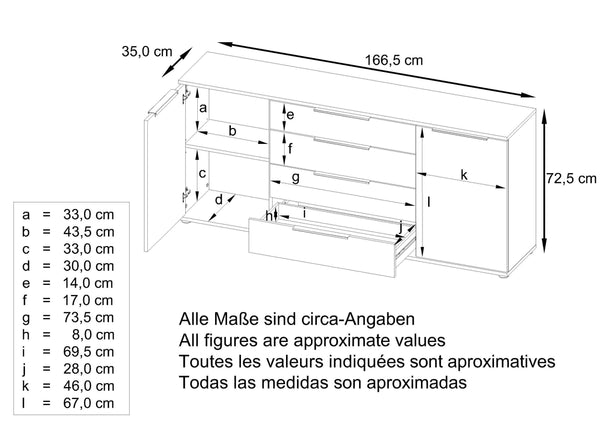 Sideboard "Linio V2" in White Matt / White High Gloss