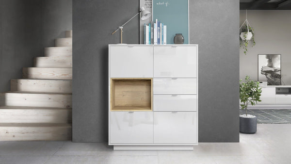 Highboard "Metro" in White High Gloss