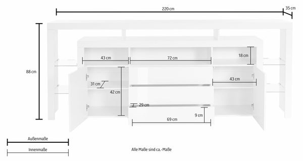 Sideboard Rosario - Black High Gloss / Black High Gloss