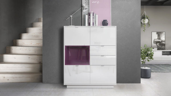 Highboard "Metro" in White High Gloss