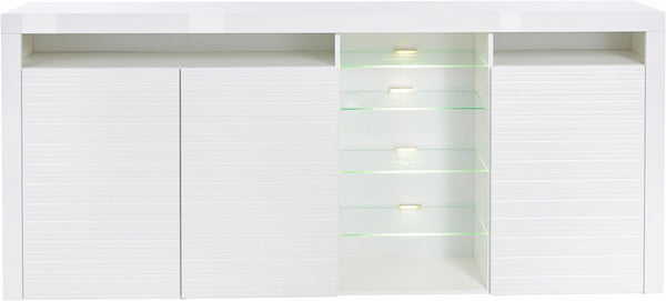 Highboard "Odessa " in White High Gloss / White Ripple High Gloss