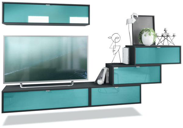 Wall Unit "Lana V1" with Black Body + Various Color Fronts