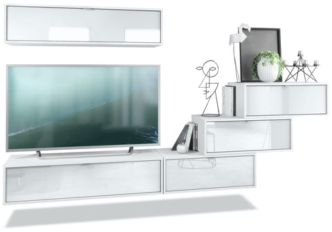 Wall Unit "Lana V1" with White Body + Various Color Fronts