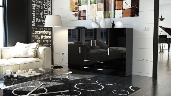 Highboard "Nora" in Black Matt