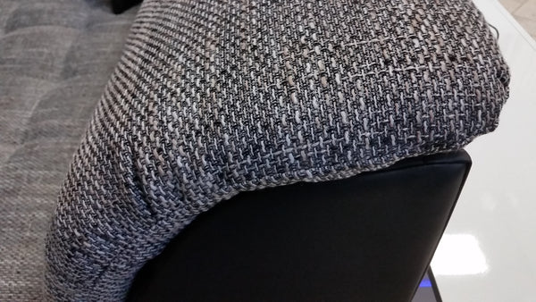 Sectional "Edard BR" in Black PU Leather / Grey Fabric + Bed Function