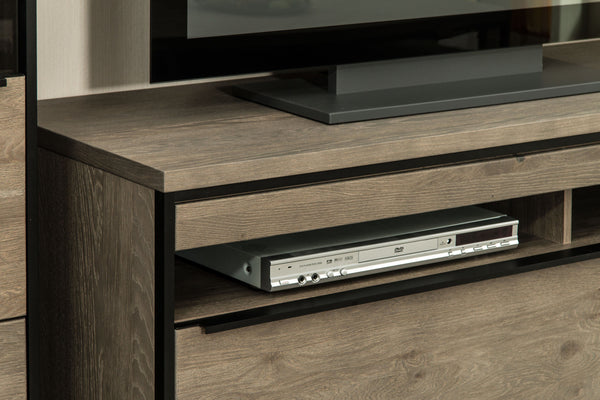 Modern Knotty Oak Wall Unit "Avignon" in Stone Grey Finish