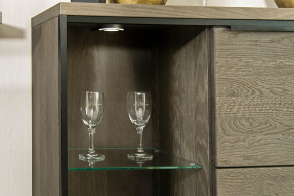 Modern Knotty Oak Wall Unit "Avignon" in Stone Grey Finish