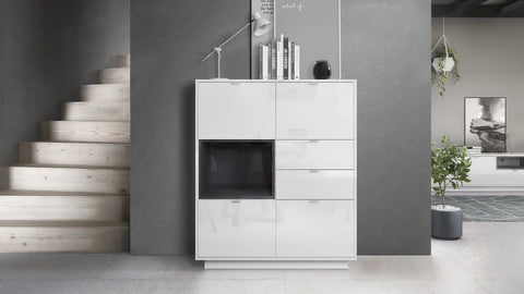 Highboard "Metro" in White High Gloss