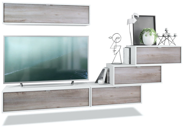 Wall Unit "Lana V1" with White Body + Various Color Fronts
