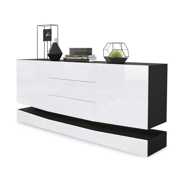 Wall Mounted Sideboard "City" In Black HG