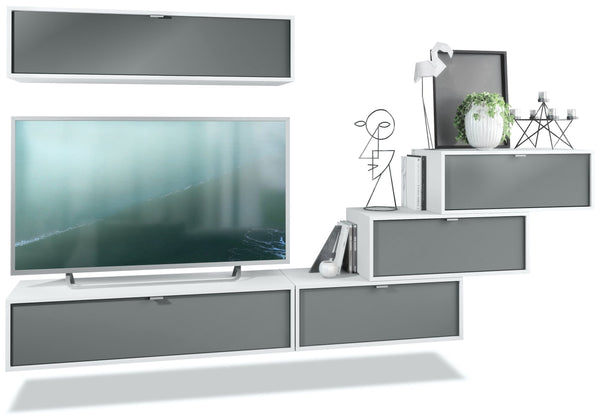 Wall Unit "Lana V1" with White Body + Various Color Fronts