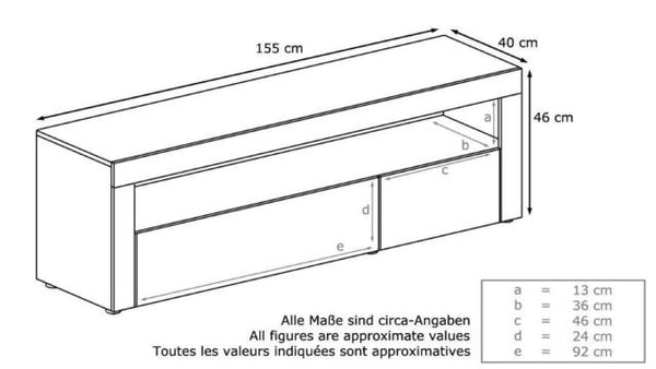 TV Stand Valencia - White / Various Front Colors