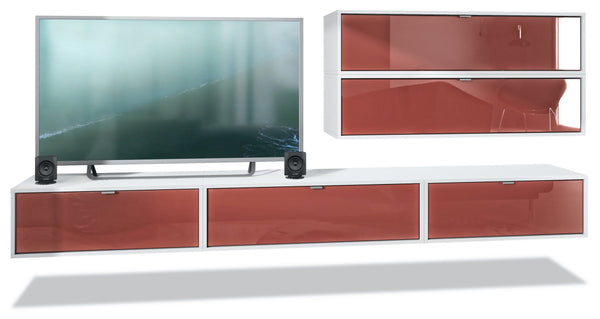 Wall Unit "Lana V3" with White Body + Various Color Fronts