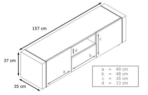 TV Stand Marino - White HG / Black High Gloss