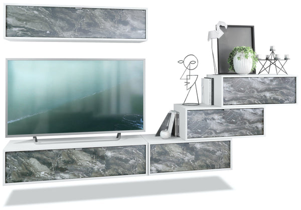 Wall Unit "Lana V1" with White Body + Various Color Fronts