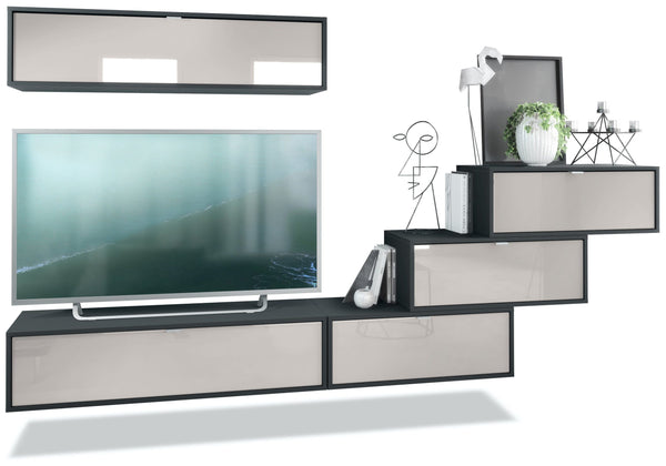 Wall Unit "Lana V1" with Black Body + Various Color Fronts