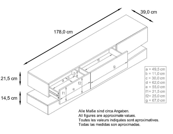 Modern Wall Mounted Tv Stand "City" In White Matt Body